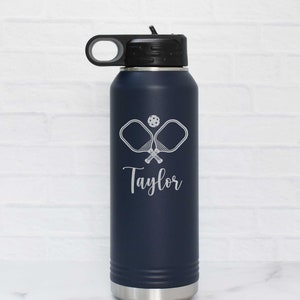 Personalized Pickleball Water Bottle | Pickleball Gift | Pickleball Insulated Steel Water Bottle Engraved with Name