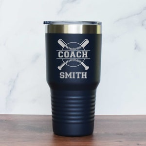 Personalized Baseball Coach Gift, Softball Coach Gift, Engraved Insulated Steel Tumbler