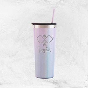 Personalized Pickleball Tumbler with Name, Pickleball Gift, Pickleball Gift for Her, Custom Pickleball Insulated Steel Tumbler with Straw