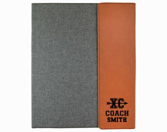 Personalized Cross Country Coach Gift, XC Coach Notebook, Coach Portfolio
