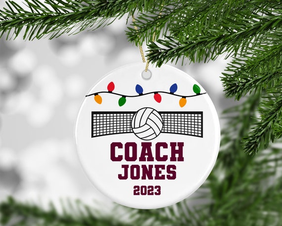 Personalized Volleyball Coach Ceramic Ornament With Name, Choose Your Team Colors