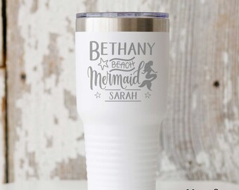 Personalized Bethany Beach Mermaid Tumbler | Girls Trip | Bachelorette Party | Bethany Beach Delaware Gift