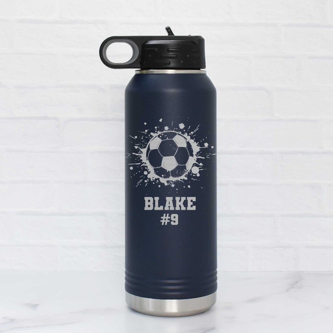 Personalized Soccer Steel Water Bottle With Name | Soccer Player Gift ...