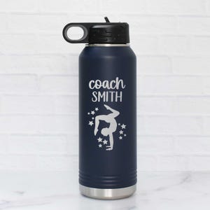 Personalized Gymnastics Coach Water Bottle, Gymnastics Coach Gift, Gymnastics Coach Steel Water Bottle Engraved with Name