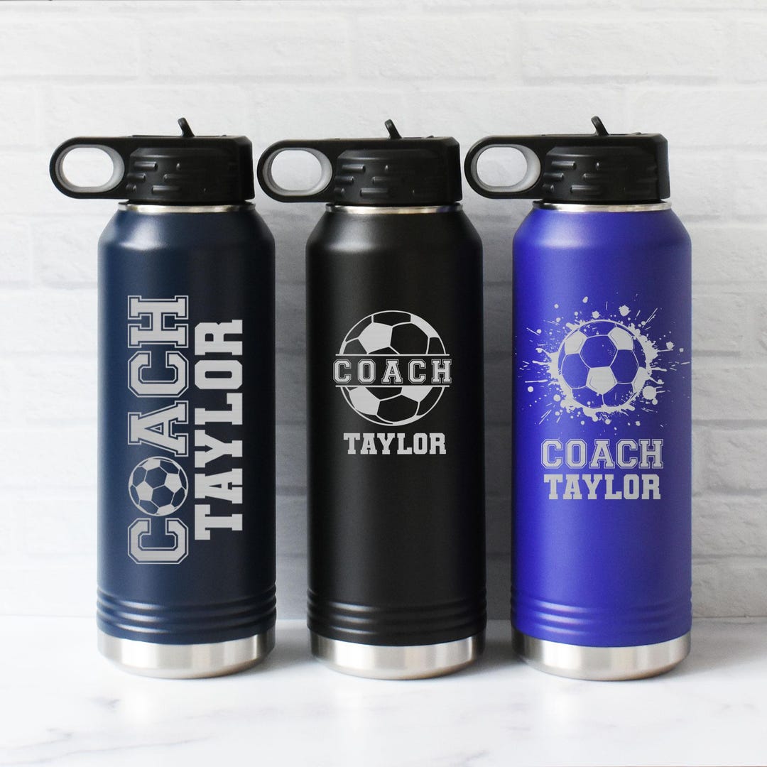 Personalized Soccer Coach Water Bottle: Laser Engraved Stainless Steel ...