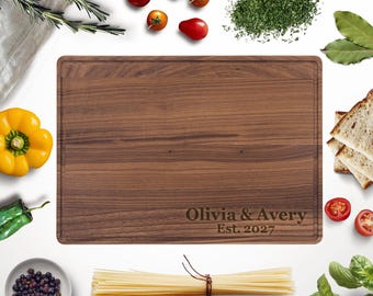 Personalized Walnut Cutting Board | Wedding Gift | Housewarming Gift | Engraved Serving Board