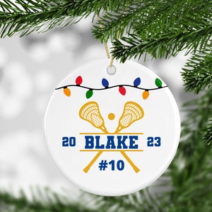Personalized Lacrosse Ornament: Team Colors, Name & Number