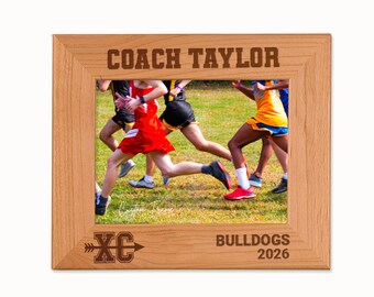 Personalized Cross Country Coach Gift: Laser Engraved Alder Wood Picture Frame