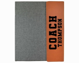 Personalized Coach Gift, Coach Notebook. Choose Sport: Basketball, Swim, Football, Rowing