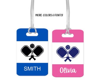 Personalized Pickleball Bag Tag, Pickleball Player Gift and Accessory, Custom Colors & Font