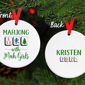 Personalized Mahjong Ornament: Mahjong with Mah Girls, Mahjong Prize, Cute Mahjong Gift