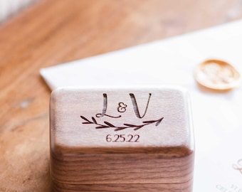 Personalized Walnut Wood Wedding Ring Box: Laser Engraved Keepsake