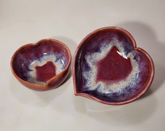 Heart shaped bowls small hand made ceramic