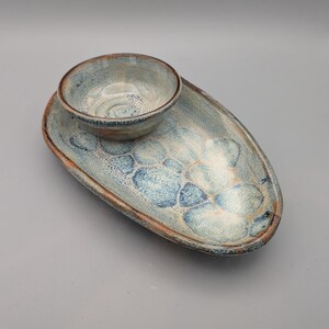 Ceramic plate with small bowl handmade stoneware