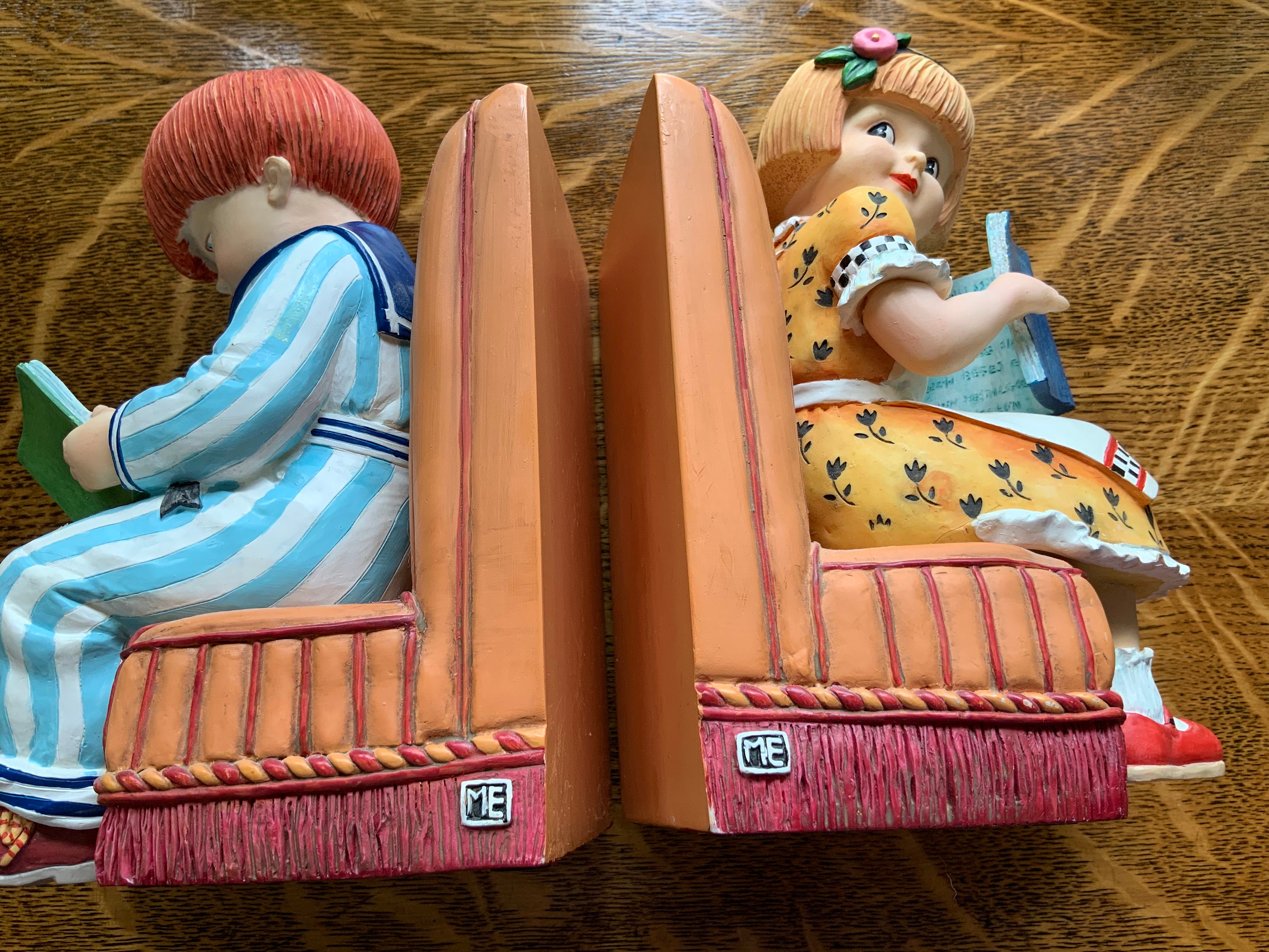 Mary Engelbreit Boy and Girl Bookends Enesco Figurines ME Mary Etsy