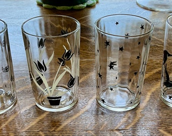 Juice Glasses from the 1950s Black 3.5 Inches Tall VGC!