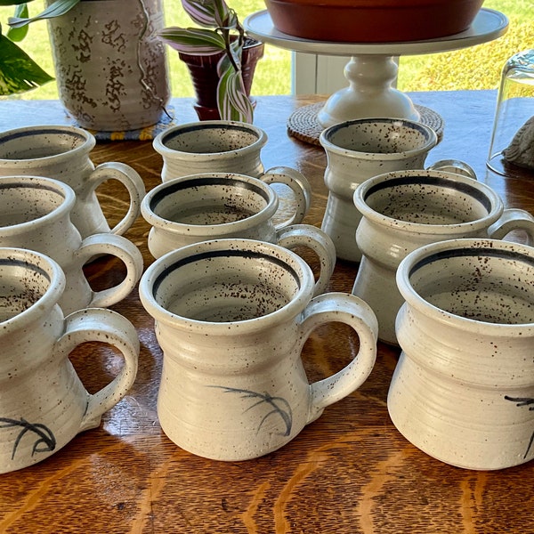 Carol Sanvik Set of 8 Mugs Hand-Thrown Pottery Dinnerware Late 20th Century