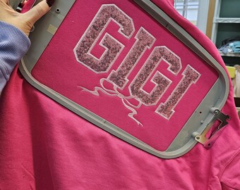 Personalized Sequin Applique Embroidered Sweatshirt: Collegiate Style