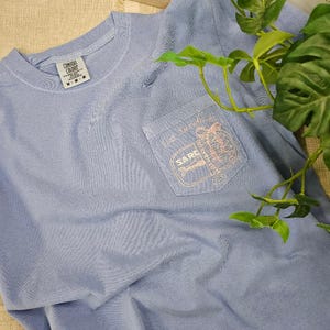 Sardines embroidered t-shirt, embroidered pocket tee, embroidered, sardines