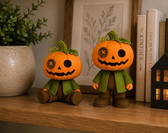 カボチャのかかしSTLバンドル｜ハロウィン3Dモデル｜秋の棚飾り（デジタルダウンロード）
