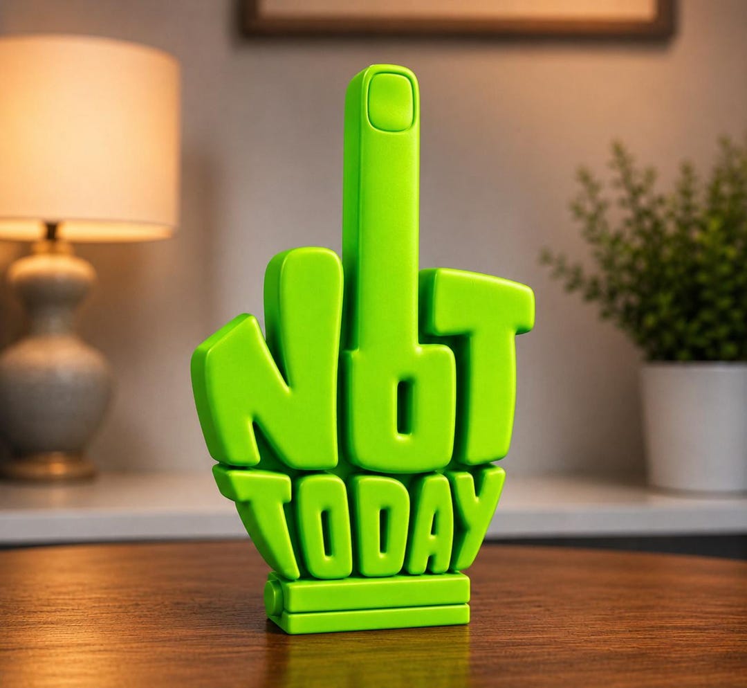 Not Today Middle Finger Sign | Funny Desk Decor, Sarcastic Office Gift ...