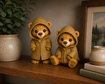 フード付きテディベアのSTLファイルセット｜立っているクマと座っているクマの3Dプリントファイル（デジタルダウンロード）