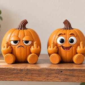 Zabawny zestaw dyni ze środkowym palcem w formacie STL 3MF | Pliki do druku 3D z okazji Halloween (pobranie cyfrowe)