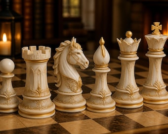 Ornate Chess STL Files | Elegant 3D Printable Chess Pieces (Pre-Arranged Full)