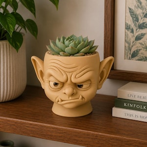 Goblin Head Planter STL | Fantasy Succulent Pot 3D Print File (Digital Download)
