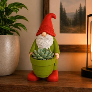 Gnome Planter STL | Whimsical Garden Succulent Holder (Easy Print)