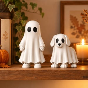 Geist und Geisterhund STL- und 3MF-Dateien | Halloween-Regal | 3D-Druck-Bundle (Digitaler Download)