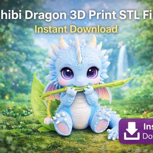 Chibi Dragon STL File | Kawaii Fantasy Creature 3D Print (Easy Print Download)