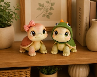 Babyschildpad STL-bundel, strik, dinosaurushoodie, kawaii-decor (3D-afdrukbestanden)