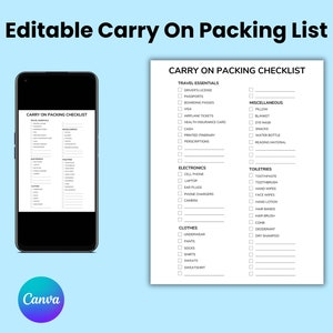 Printable Packing List - Packing List - Carry on Printable List - Carry ...