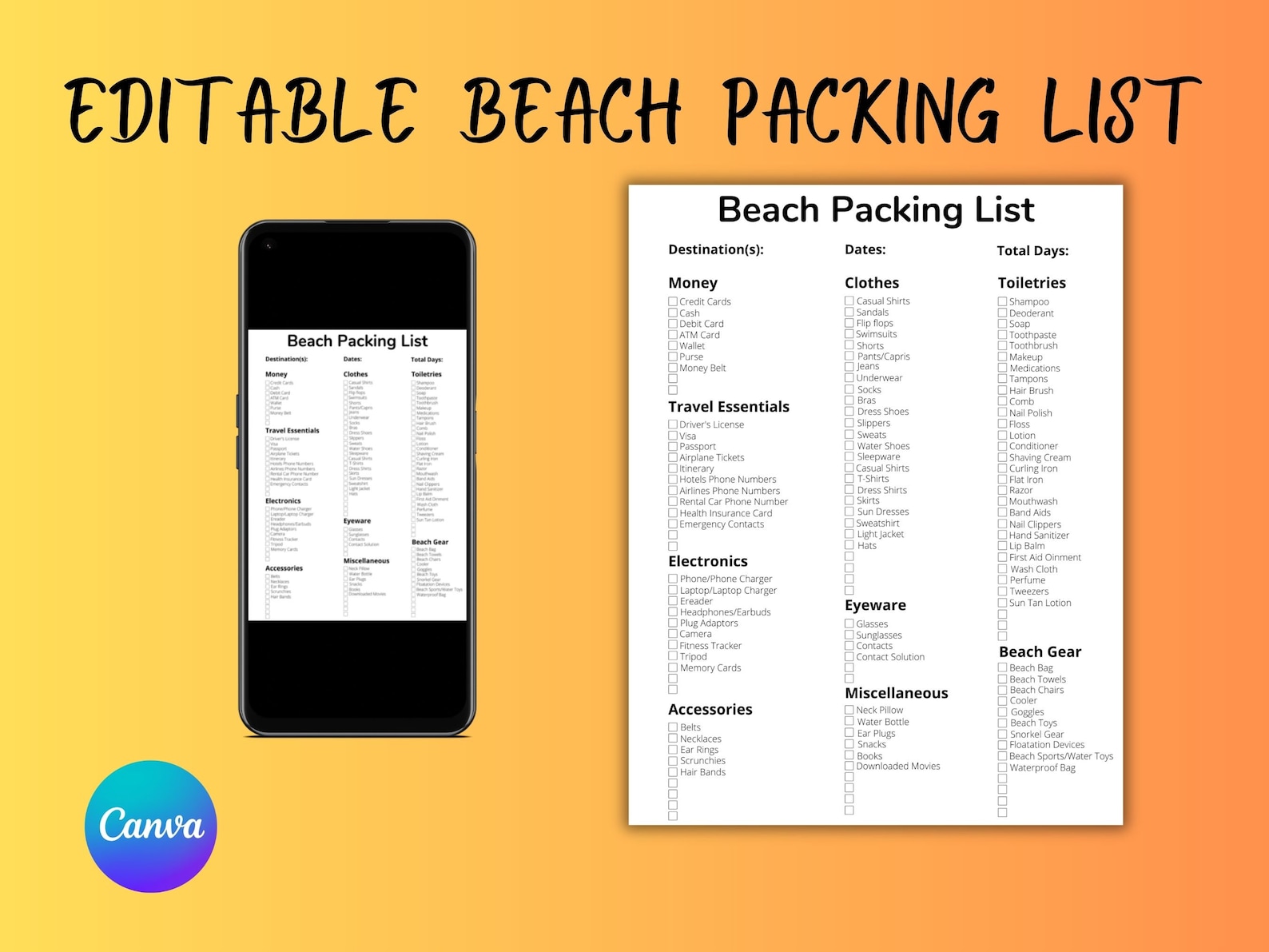 Beach Printable Packing List Beach Packing List Printable Etsy Beach Printable Packing List Beach Packing List Printable Etsy