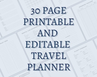 Modello di itinerario di viaggio - Itinerario di viaggio stampabile - Pianificatore di viaggio - Pianificatore di viaggio stampabile - Pianificatore di viaggio Canva - Pianificatore di vacanze