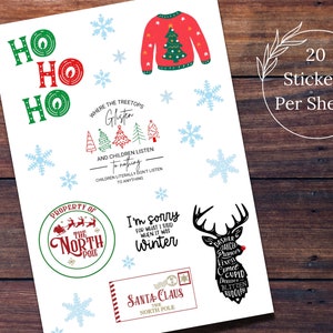 Christmas Sticker Sheet, Winter Sticker Sheet, Stickers for Journals, Journaling, Planner, Scrapbooking, Crafts, BIG Happy Planner Sticker