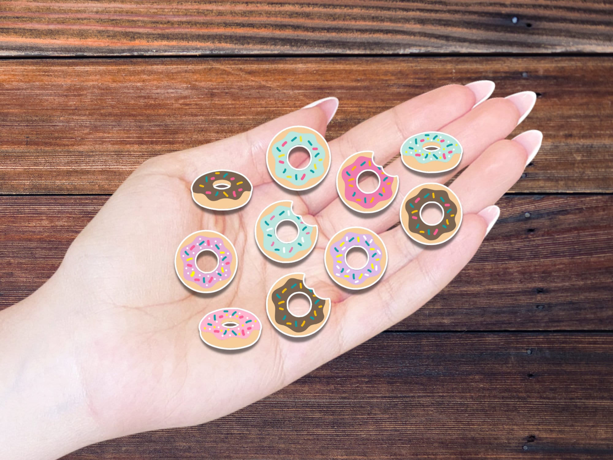 Mini Donut Sticker Pack 10 PCS, Waterproof Sticker, Tiny Donut Sticker ...