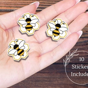Mini Bee Sticker Pack 10 PCS, Waterproof Sticker, Tiny Bumblebee Sticker, Die Cut Sticker, Water Bottle Sticker, BIG Happy Planner Sticker