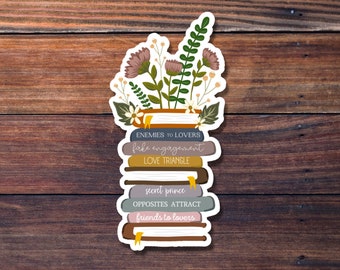 Romance Book Stack Sticker, Waterproof Sticker, Die Cut Sticker, Sticker for Book Lovers, for journal, floral, BIG Happy Planner Sticker
