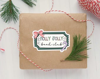Pegatina del club de lectura Holly Jolly, pegatina navideña, pegatina resistente al agua, pegatina divertida, pegatina troquelada, pegatina bonita, pegatina Happy Planner