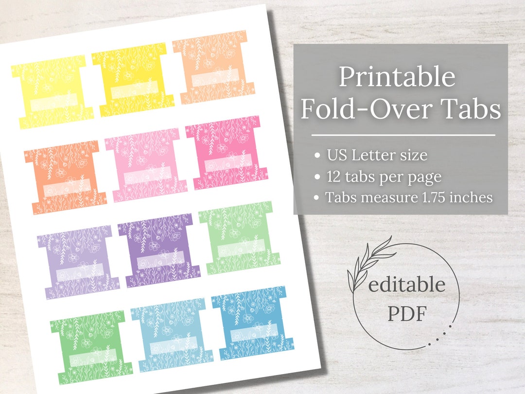 PRINTABLE Planner Tabs, EDITABLE Planner Tabs, Divider Tabs, Floral ...
