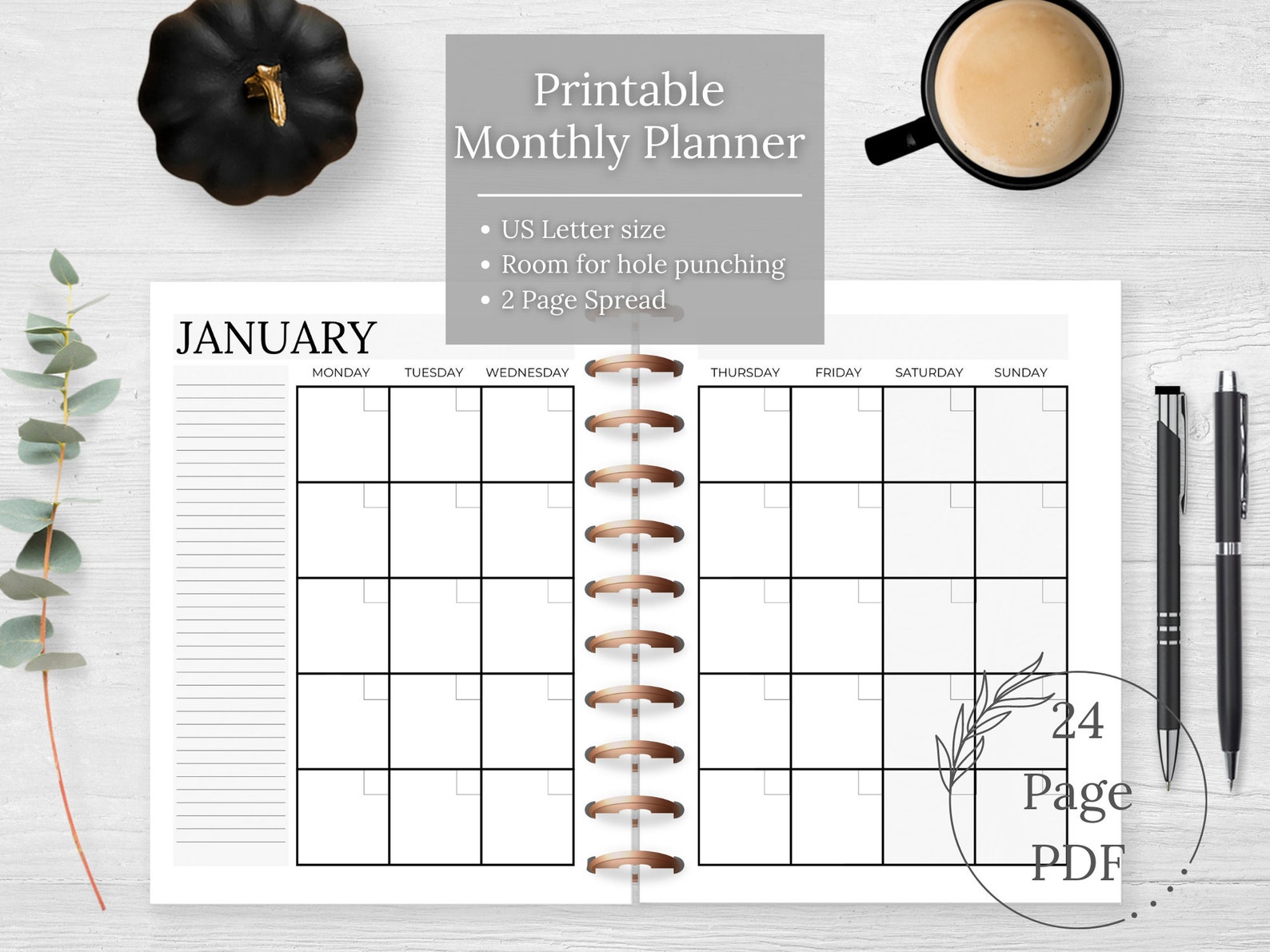 PRINTABLE Monthly Planner Pages, Work Planner, Everyday Planner