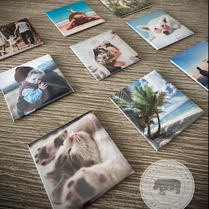Custom Square Photo Magnets, 2"x2" Personalized Photo Magnets, Custom Text Magnets, Custom Fridge Magnets, Photo Collage Magnets, Magnet Set