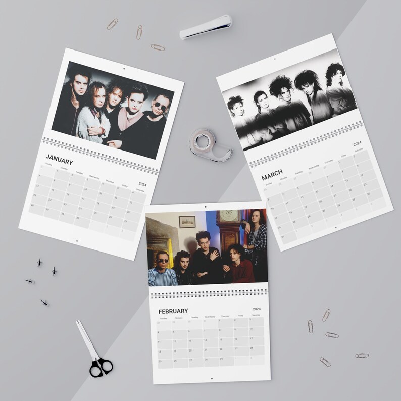 The Cure Calendar 2024, the Cure, the Cure Merch, Robert Smith Etsy