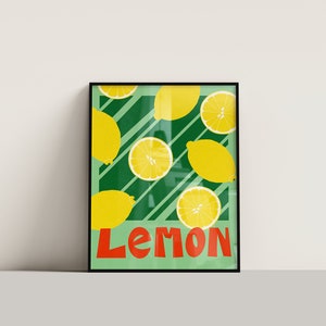Lemon Fruit Print, Modern Print with vintage feel, Wall Art, Gallery Wall Print, Printable Print, Ready to print, Download and Print