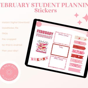 February Student Planner Stickers | Winter Stickers | Digital Planner Stickers | GoodNotes Stickers | Precropped PNG Stickers |Study Sticker