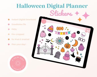 Halloween Planner Stickers | Fall Digital Stickers | GoodNotes Stickers | Precropped PNG Stickers | Digital Planning Accessories