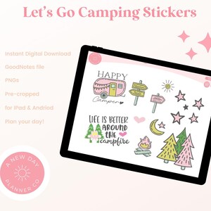 Let’s Go Camping Stickers | Camping-Themed Digital Stickers | GoodNotes Stickers | Digital Planner Stickers | PNG Stickers