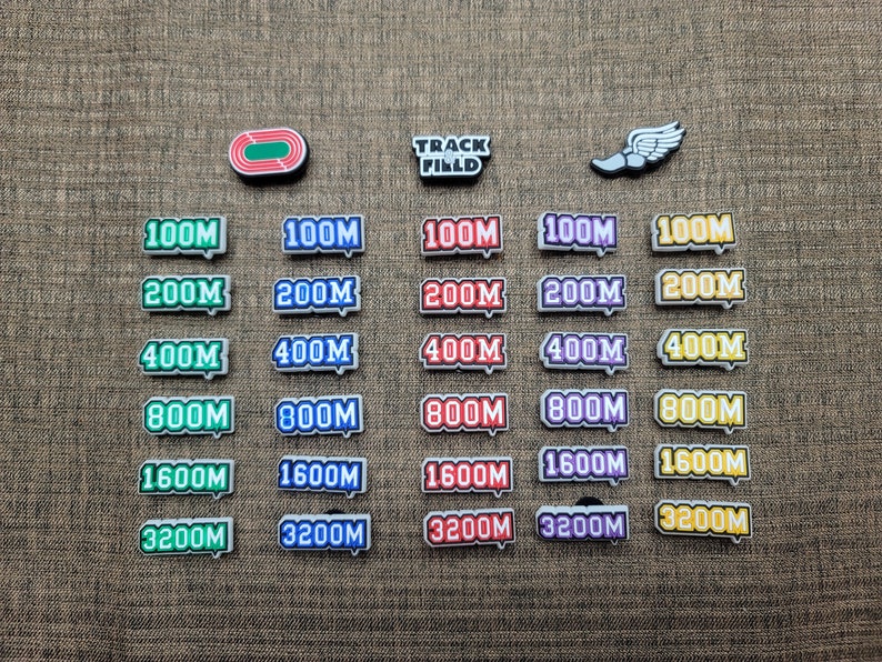 Track & Field Croc Charms pack of 4, Sprint Charms, Running, Mid/long